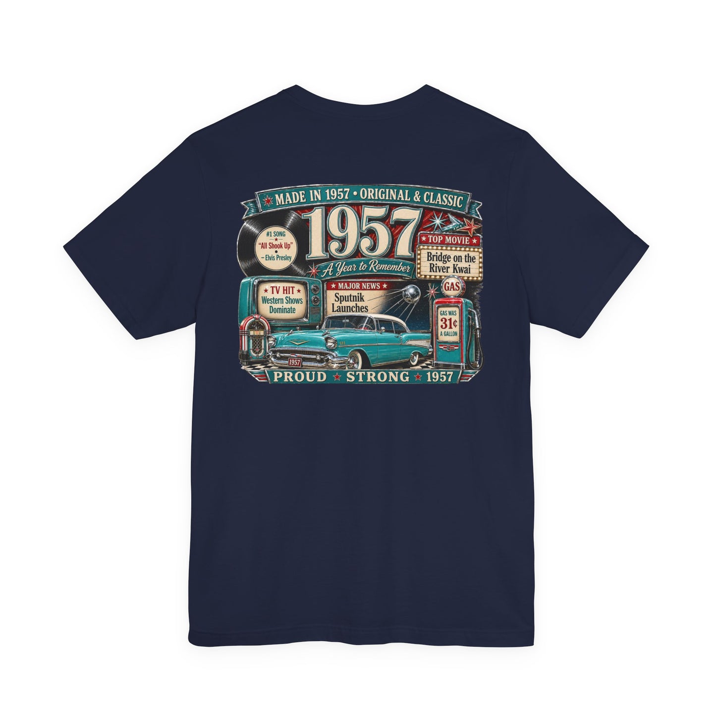 1957 Chevrolet Bel Air T-Shirt | Vintage Born in 1957 Gift | 69th Birthday Retro Tee for Men & Women