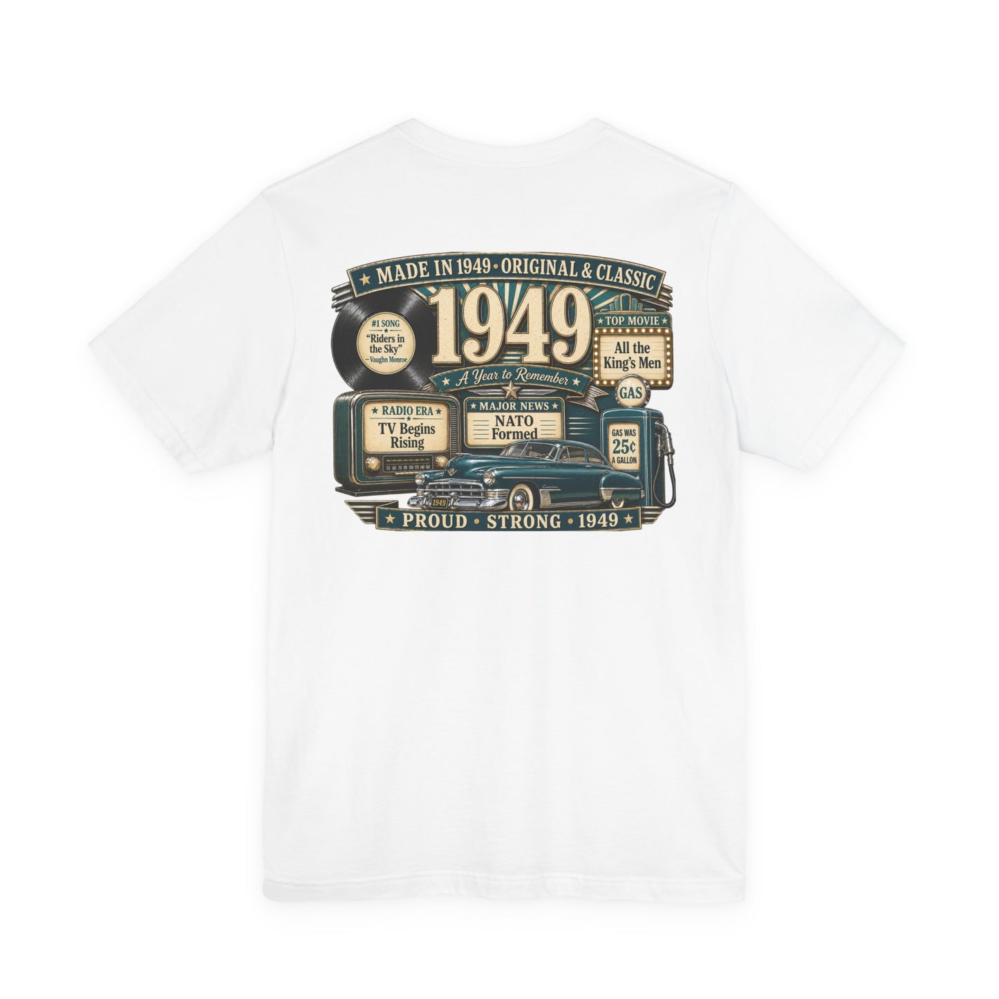 1949 Cadillac T-Shirt | Vintage Born in 1949 Gift | 77th Birthday Retro Tee for Men & Women