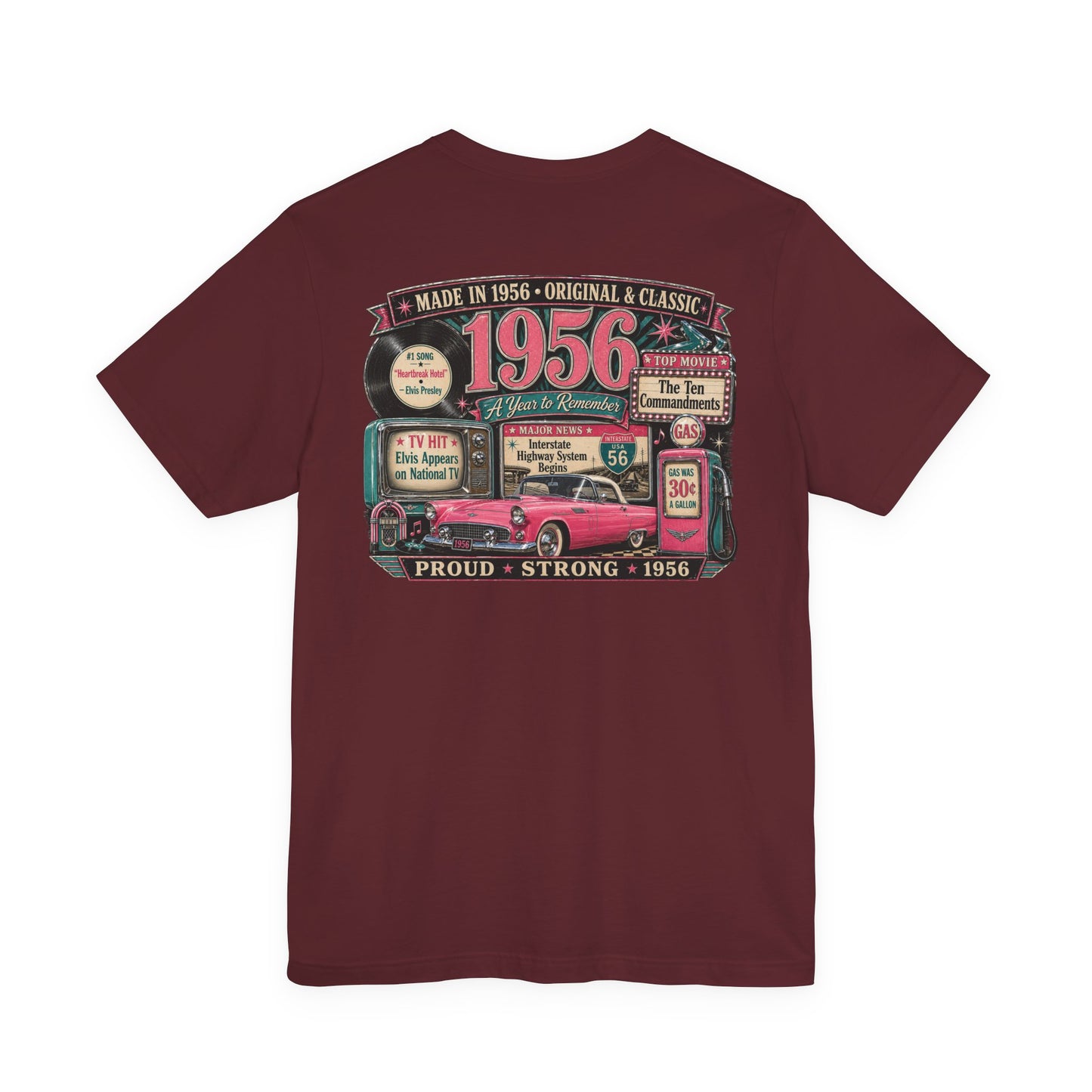 1956 Thunderbird T-Shirt | Vintage Born in 1956 Gift | 70th Birthday Retro Tee for Men & Women