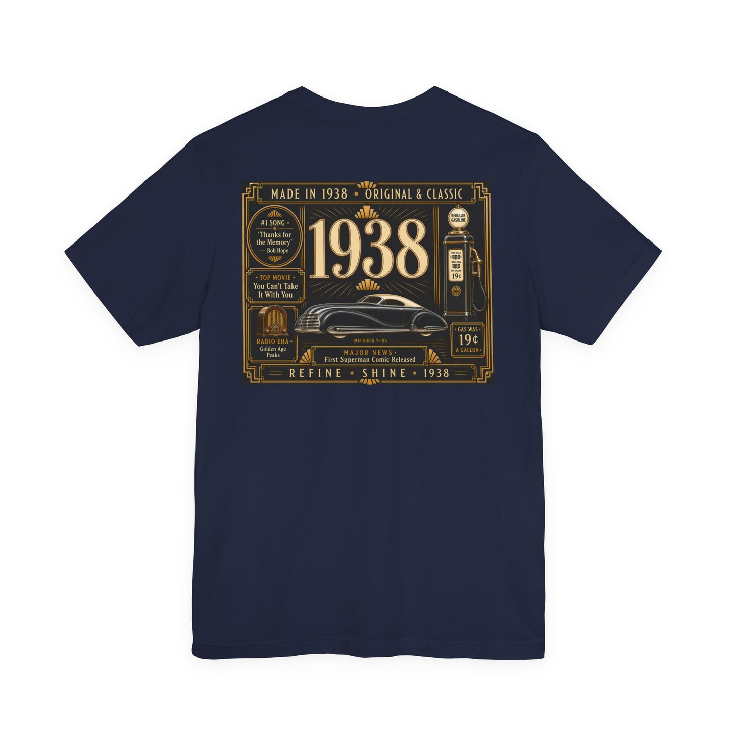 1938 Buick Y-Job T-Shirt | Vintage Born in 1938 Gift | 88th Birthday Retro Tee for Men & Women