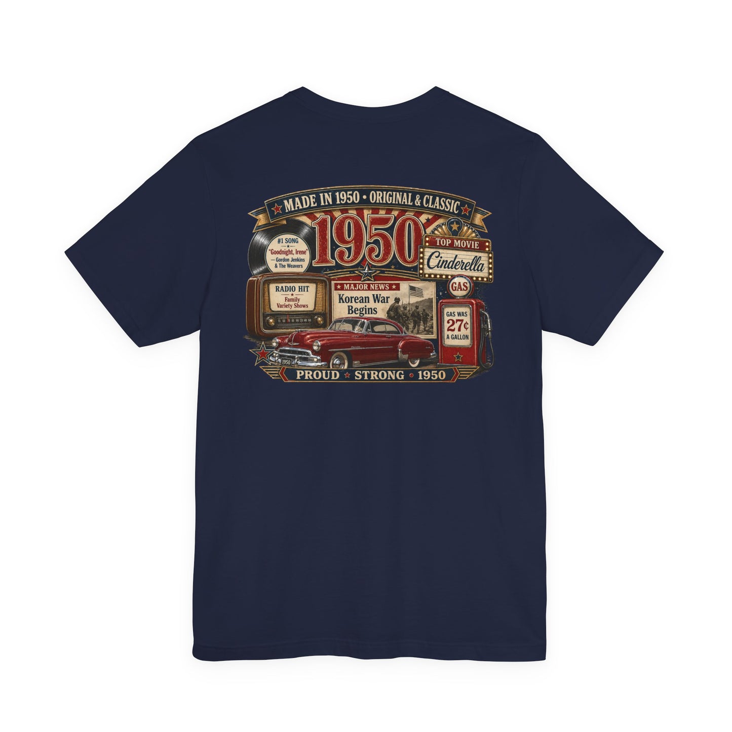 1950 Chevrolet T-Shirt | Vintage Born in 1950 Gift | 76th Birthday Retro Tee for Men & Women