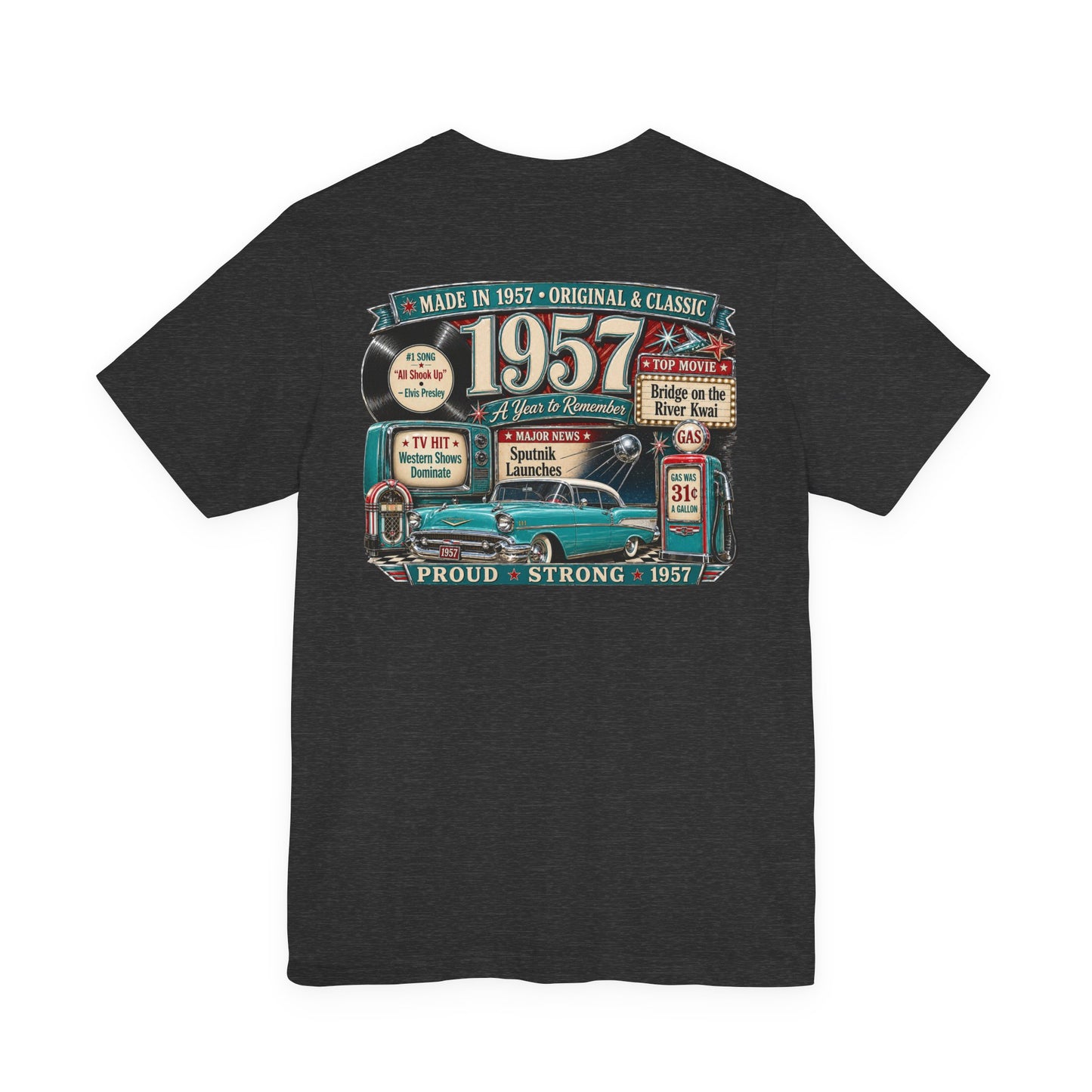 1957 Chevrolet Bel Air T-Shirt | Vintage Born in 1957 Gift | 69th Birthday Retro Tee for Men & Women