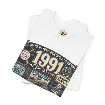 1991 Classic Car T-Shirt | Born in 1991 Birthday Gift | 35th Birthday Tee for Men & Women