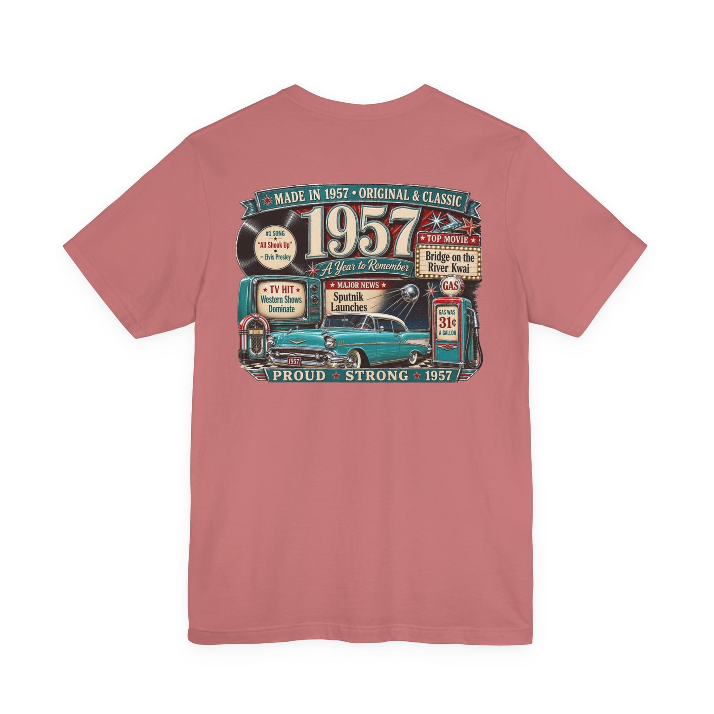 1957 Chevrolet Bel Air T-Shirt | Vintage Born in 1957 Gift | 69th Birthday Retro Tee for Men & Women