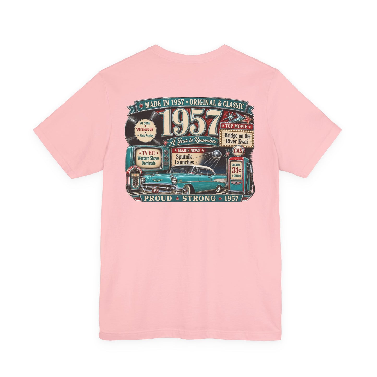1957 Chevrolet Bel Air T-Shirt | Vintage Born in 1957 Gift | 69th Birthday Retro Tee for Men & Women