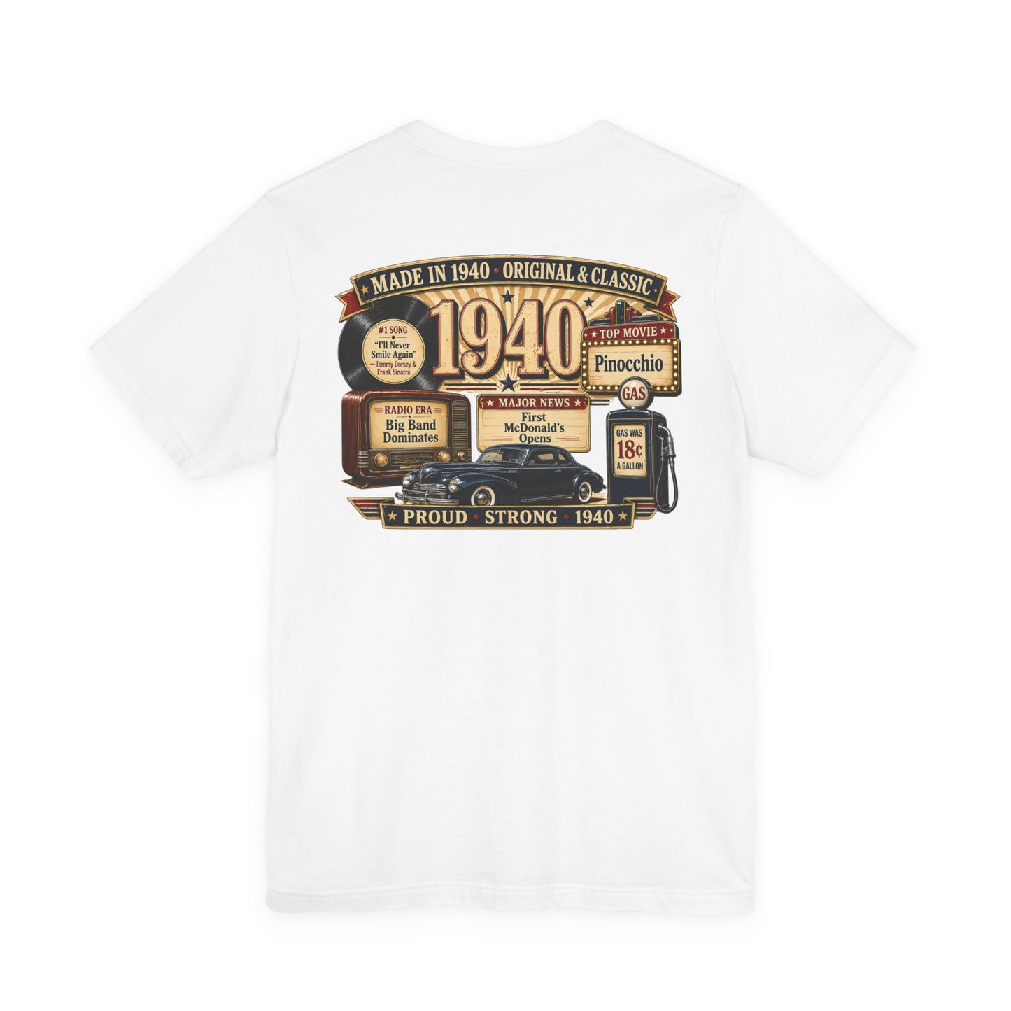1940 Classic Coupe T-Shirt | Vintage Born in 1940 Gift | 86th Birthday Retro Tee for Men & Women