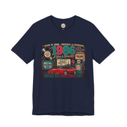 1986 Classic Sports Car T-Shirt | Born in 1986 40th Birthday Gift | Milestone Birthday Tee for Men & Women