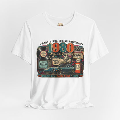 1980 Classic Sports Car T-Shirt | Born in 1980 Birthday Gift | 46th Birthday Tee for Men & Women