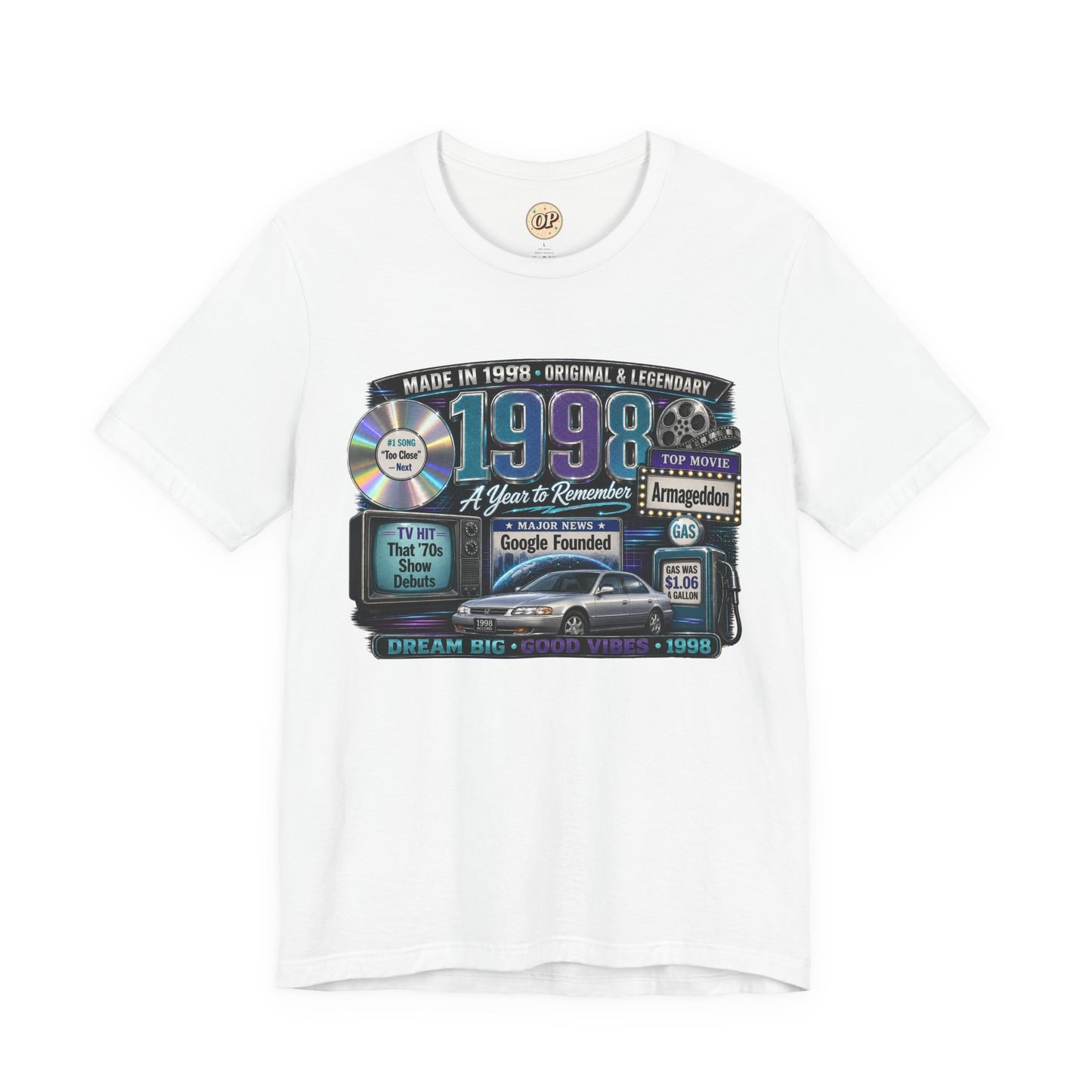 1998 Classic Car T-Shirt | Born in 1998 Birthday Gift | 28th Birthday Tee for Men & Women