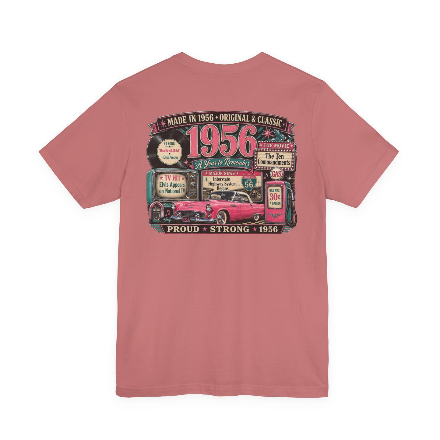 1956 Thunderbird T-Shirt | Vintage Born in 1956 Gift | 70th Birthday Retro Tee for Men & Women