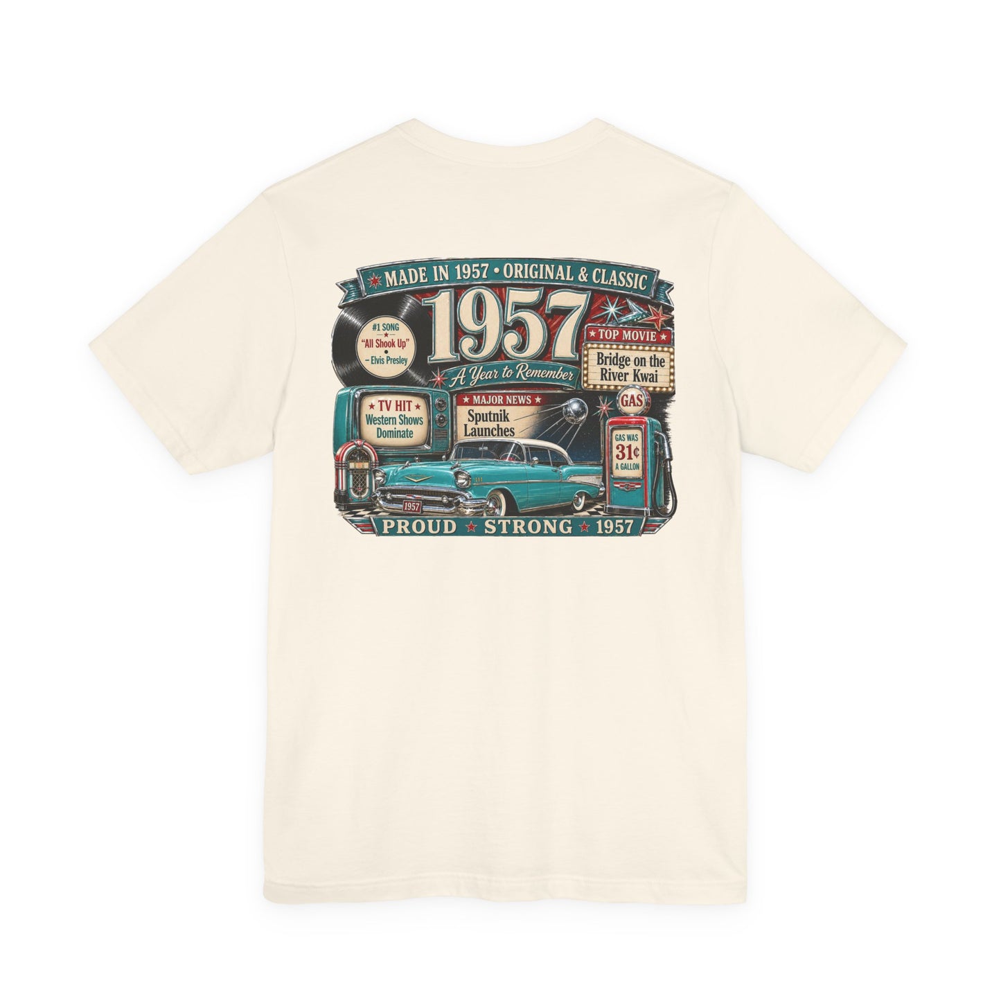 1957 Chevrolet Bel Air T-Shirt | Vintage Born in 1957 Gift | 69th Birthday Retro Tee for Men & Women