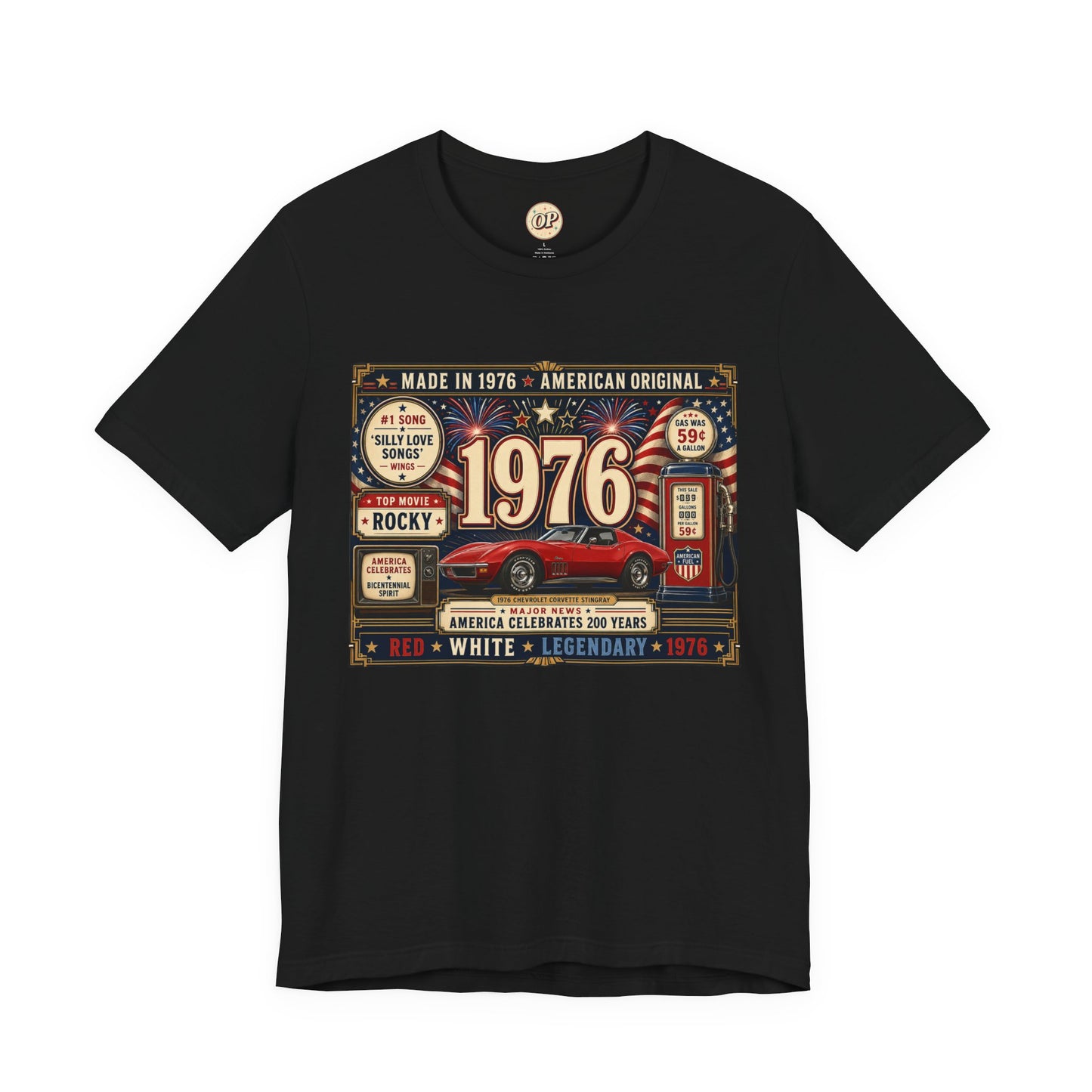 1976 Bicentennial American Original T-Shirt | Born in 1976 50th Birthday Gift | Patriotic Classic Car Tee for Men & Women