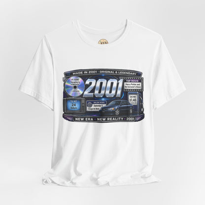 2001 Y2K Classic Car T-Shirt | Born in 2001 25th Birthday Gift | Quarter Century Milestone Tee for Men & Women