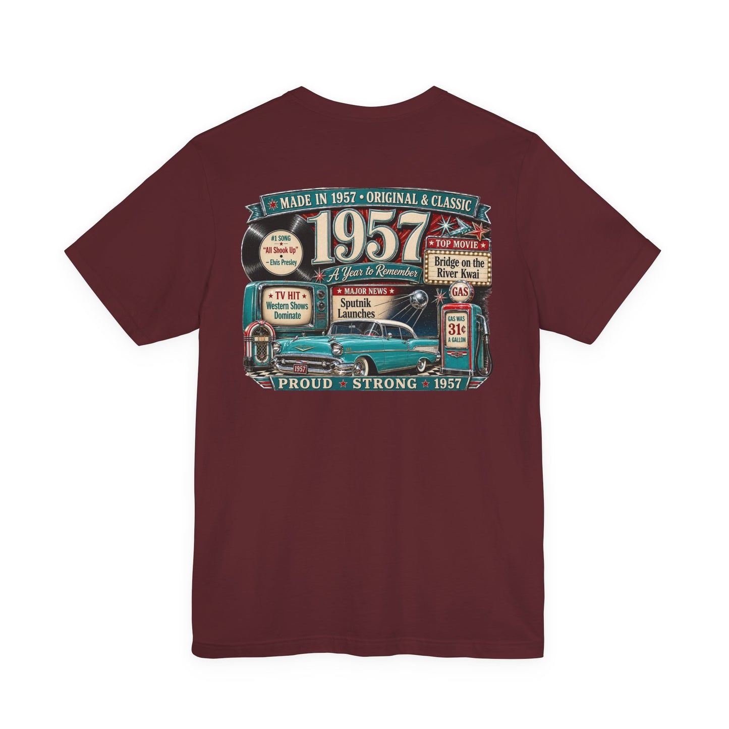 1957 Chevrolet Bel Air T-Shirt | Vintage Born in 1957 Gift | 69th Birthday Retro Tee for Men & Women