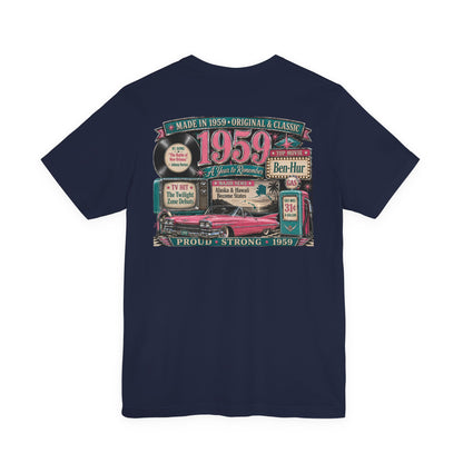 1959 Cadillac T-Shirt | Vintage Born in 1959 Gift | 67th Birthday Retro Tee for Men & Women