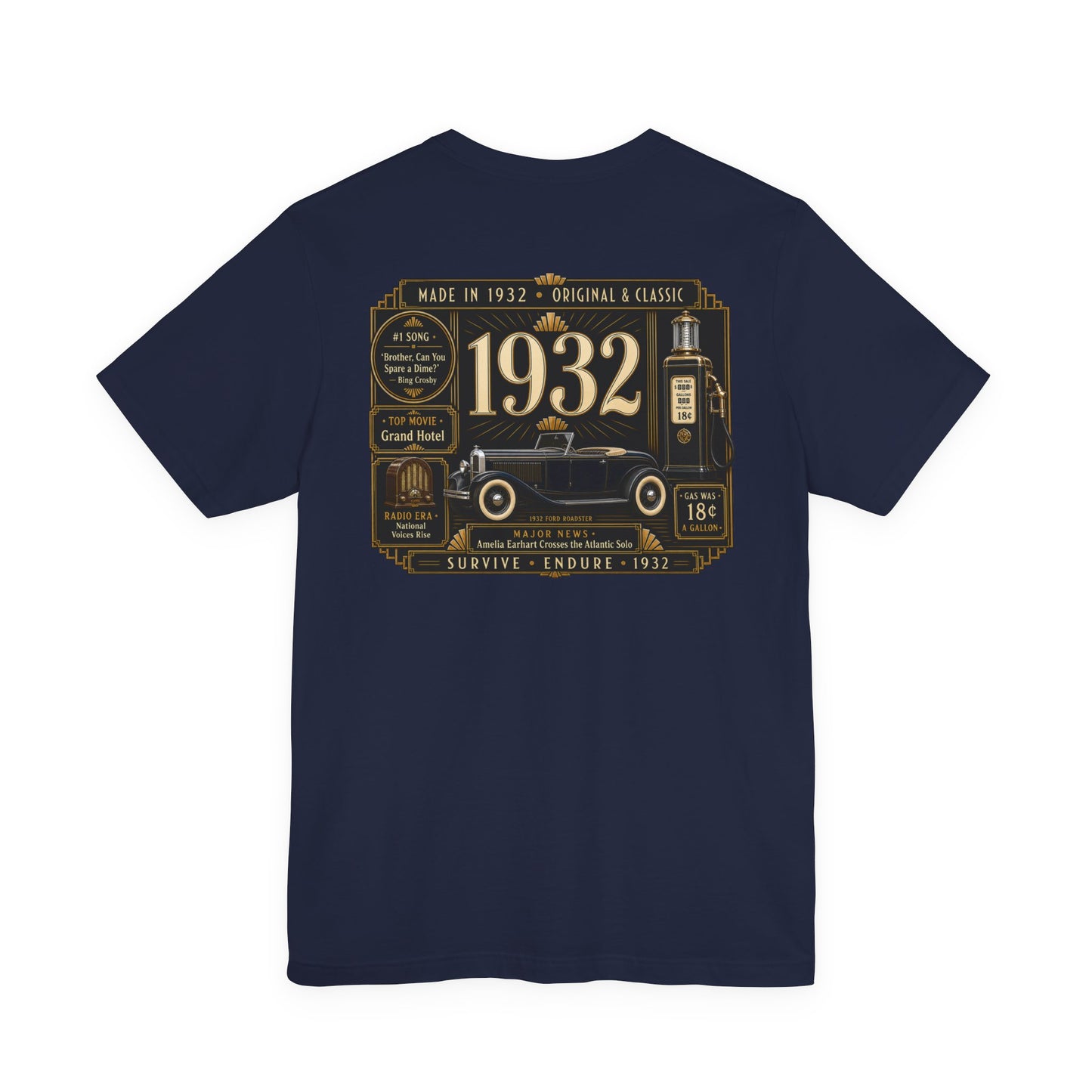 1932 Classic Roadster T-Shirt | Vintage Born in 1932 Gift | 94th Birthday Retro Tee for Men & Women