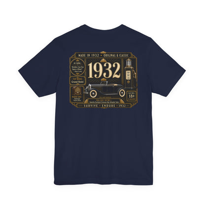 1932 Classic Roadster T-Shirt | Vintage Born in 1932 Gift | 94th Birthday Retro Tee for Men & Women