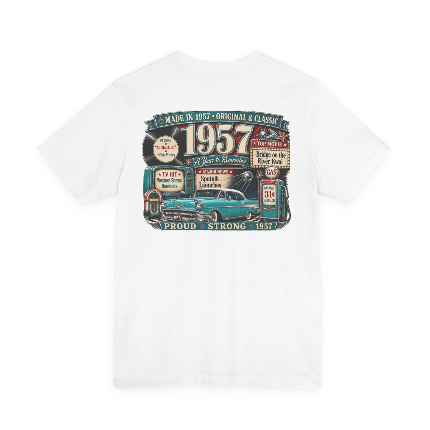 1957 Chevrolet Bel Air T-Shirt | Vintage Born in 1957 Gift | 69th Birthday Retro Tee for Men & Women