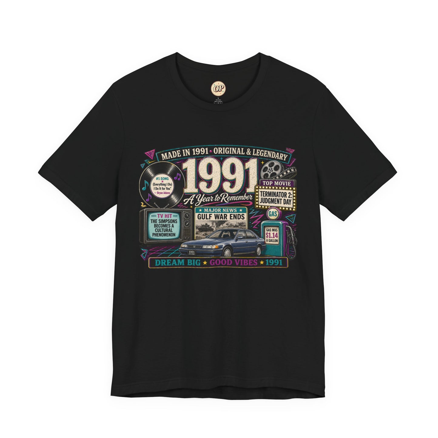 1991 Classic Car T-Shirt | Born in 1991 Birthday Gift | 35th Birthday Tee for Men & Women