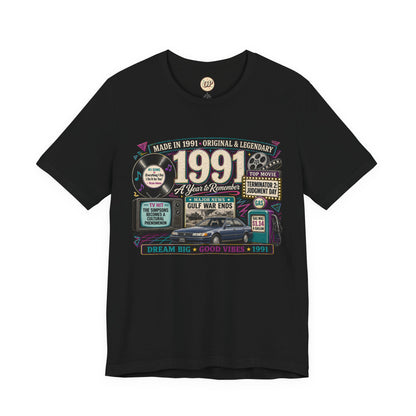 1991 Classic Car T-Shirt | Born in 1991 Birthday Gift | 35th Birthday Tee for Men & Women