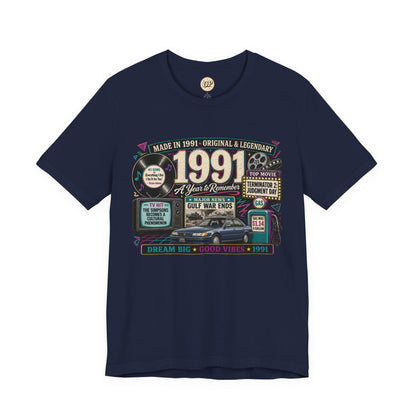 1991 Classic Car T-Shirt | Born in 1991 Birthday Gift | 35th Birthday Tee for Men & Women