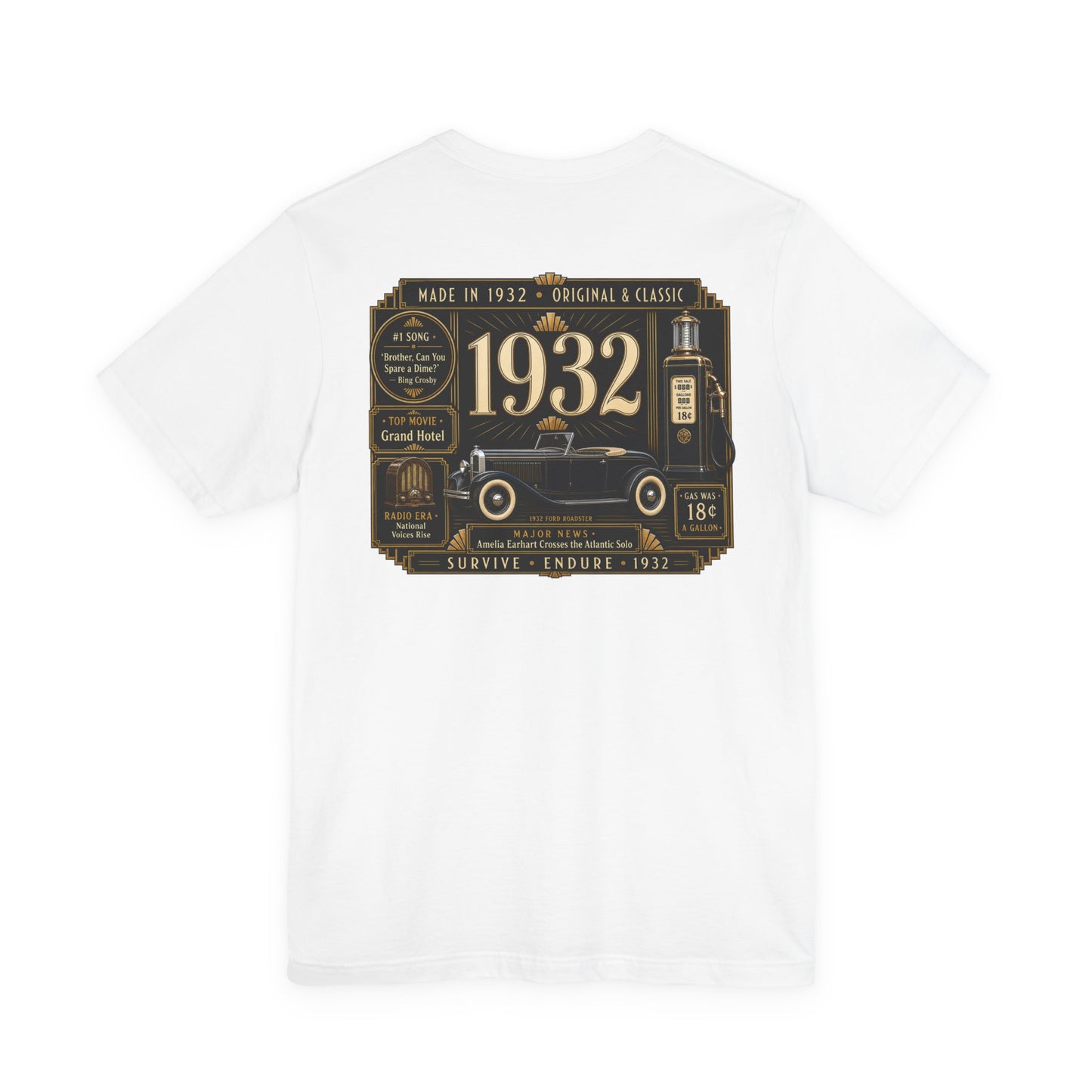 1932 Classic Roadster T-Shirt | Vintage Born in 1932 Gift | 94th Birthday Retro Tee for Men & Women